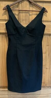 Vintage 90s Cache Structured Mini Dress Black LBD Bodycon Size 6